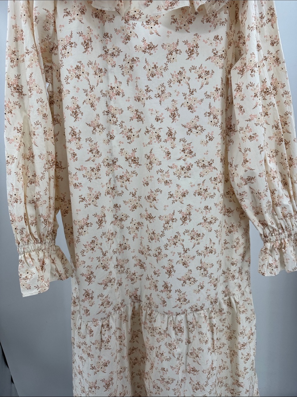 Who What Wear Cream Floral Ruffle Midi Dress cottage coquette M neutral boho - Picture 9 of 12